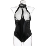 Sexy Lace Leather Lingerie Bodysuit
